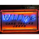 New Willy's "Cars Trucks Jeeps" Porcelain Neon Sign 72"Wx  36"H